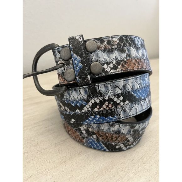 Free People Snake Embossed Leather Belt, S/M, NEW! - Picture 2 of 11